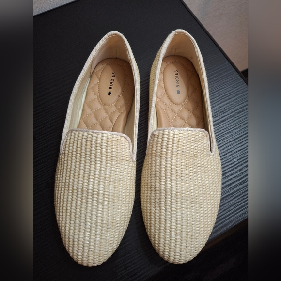 Birdies Shoes - Birdies The Starling Loafers Women's Size 8.5 Natural Woven Flats Lattice Straw